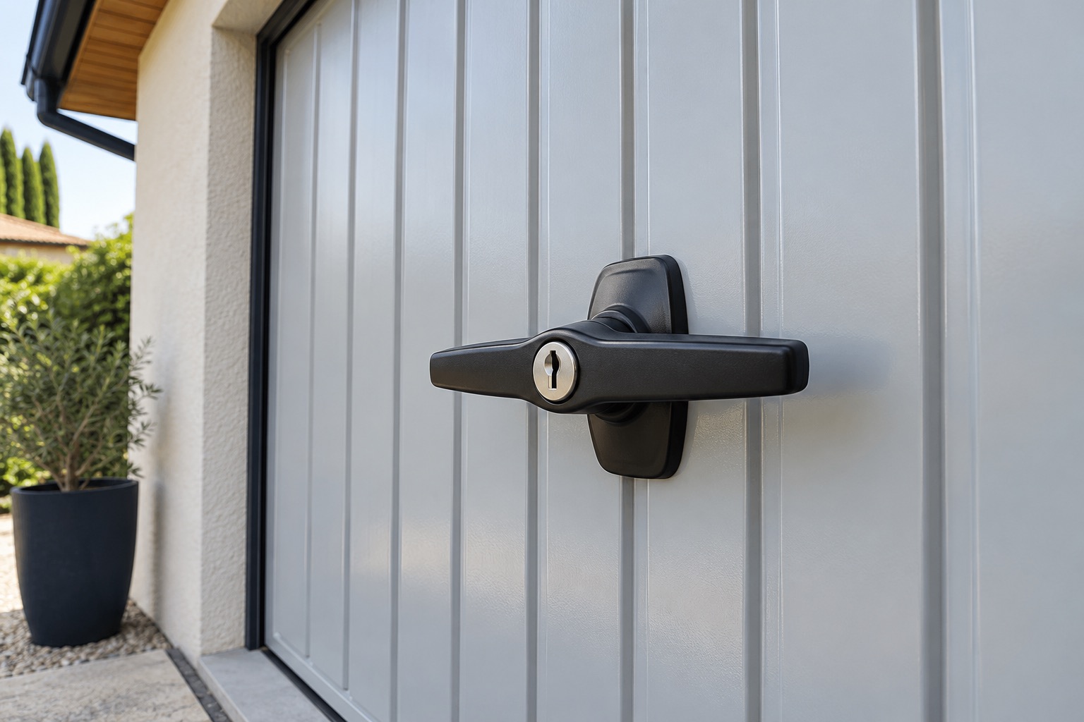 Illustration : Poignée et serrure d’une porte de garage
